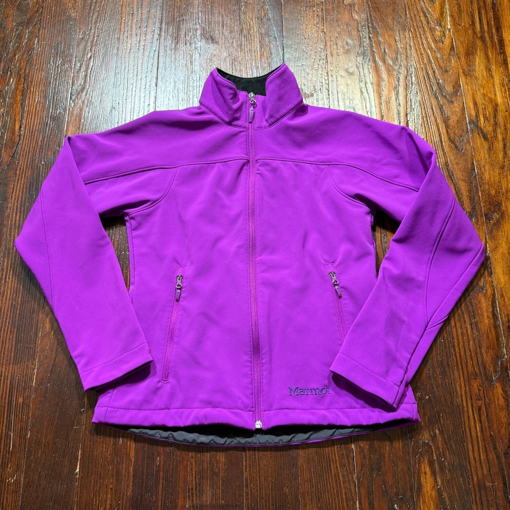 Marmot Jacket Womens Small Purple Soft Shell Midweight Lined Full Zip Gorp - EUC